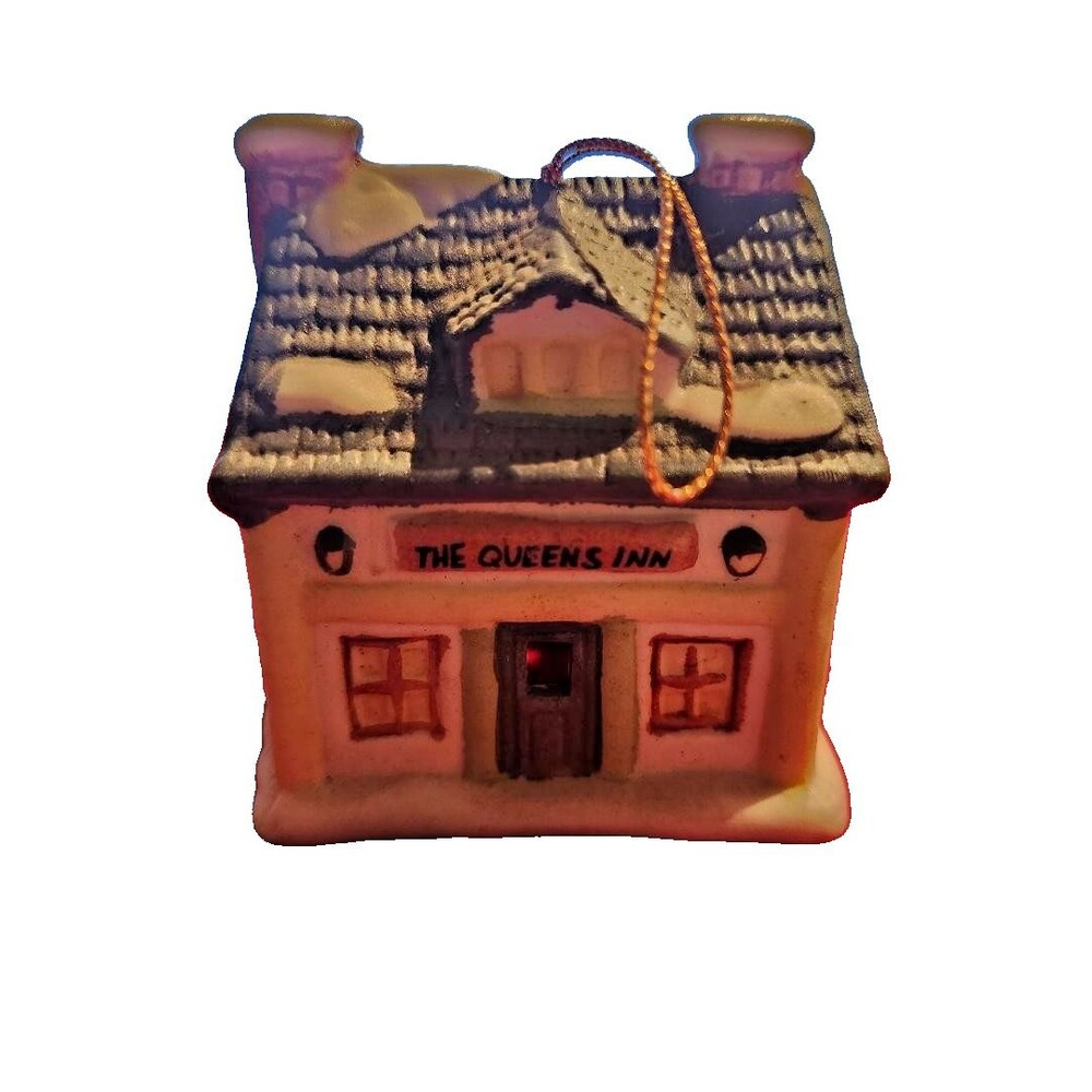 Vintage Christmas - BISQUE CERAMIC VILLAGE BELL ORNAMENTS -READERS DIGEST 1991
